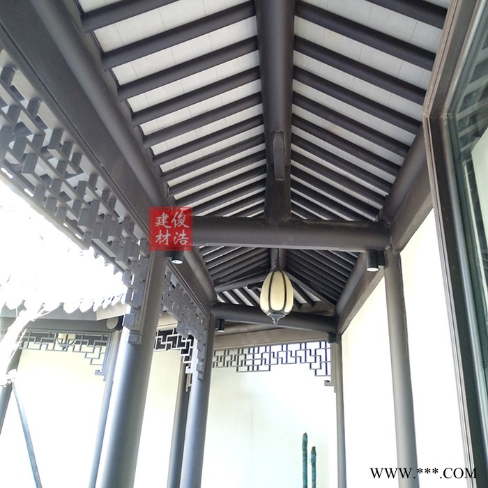 西藏灵芝市铝代木铝制构件铝合金封檐板飞椽荷包椽铝合金飞椽 铝制飞椽图3