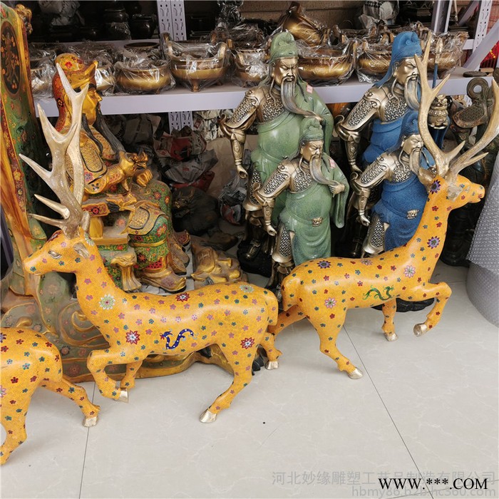仿玻璃钢铜卧鹿摆件 铸全彩鹿工艺品 青岛铸灵芝青铜鹿雕塑 鎏金母子鹿铜雕塑 铜鹿图片 妙缘铜雕定制图2