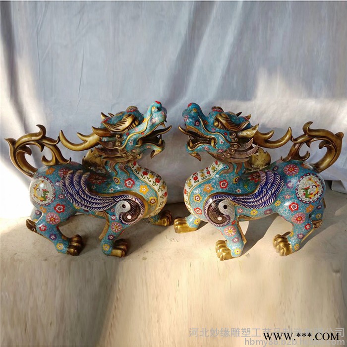 妙缘铜雕 定做景泰蓝灵芝鹿工艺品摆件 珐琅彩铜雕动物铸造厂 紫铜龙塑像图2