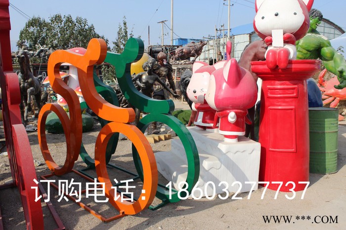 康大雕塑彩绘玻璃钢雕塑运动健将骑动感单车抽象玻璃钢雕塑图7