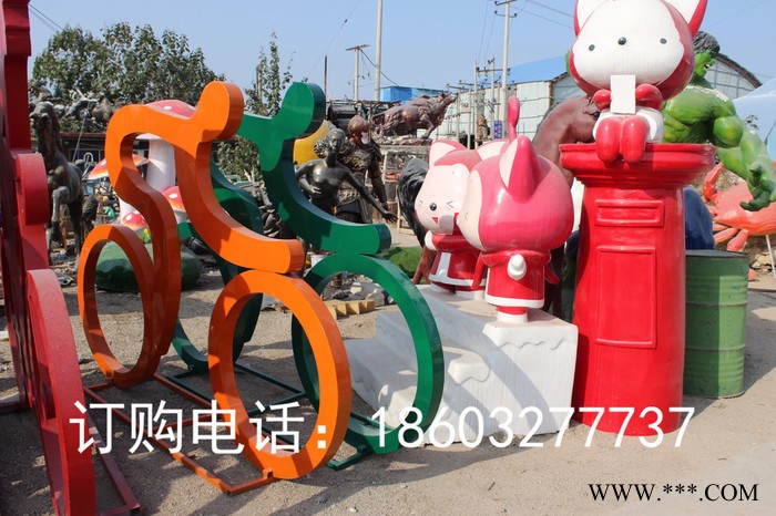 康大雕塑彩绘玻璃钢雕塑运动健将骑动感单车抽象玻璃钢雕塑图8