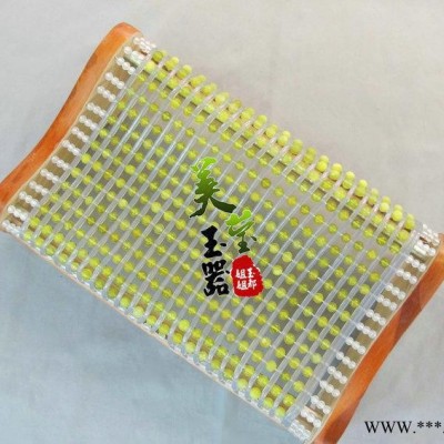 美莹玉器天然玉石经络保健玉枕 颈椎枕 玉石枕头岫玉黄金玉枕YZ21