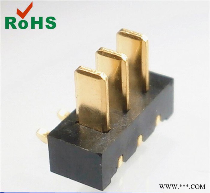 美容仪笔记本电池连接器2.5间距3PIN公座带柱90°针图3