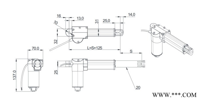 巾牛LD20L 家具电动推杆电动沙发 护理床 按摩椅用直流电动推杆图3