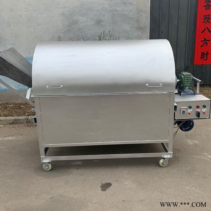 宏博 艾草粉翻炒机 大小型滚筒炒锅机厂家 花生滚筒炒锅