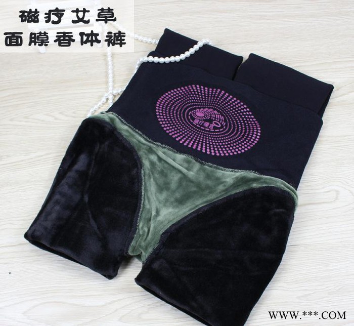 秋冬磁疗暖宫热能裤高腰收腹艾草加绒加厚一体裤女士保暖打底裤袜图3