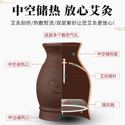 陶瓷艾灸罐随身灸双层艾灸盒艾柱推拿刮痧罐家用多功能防烫小灸罐